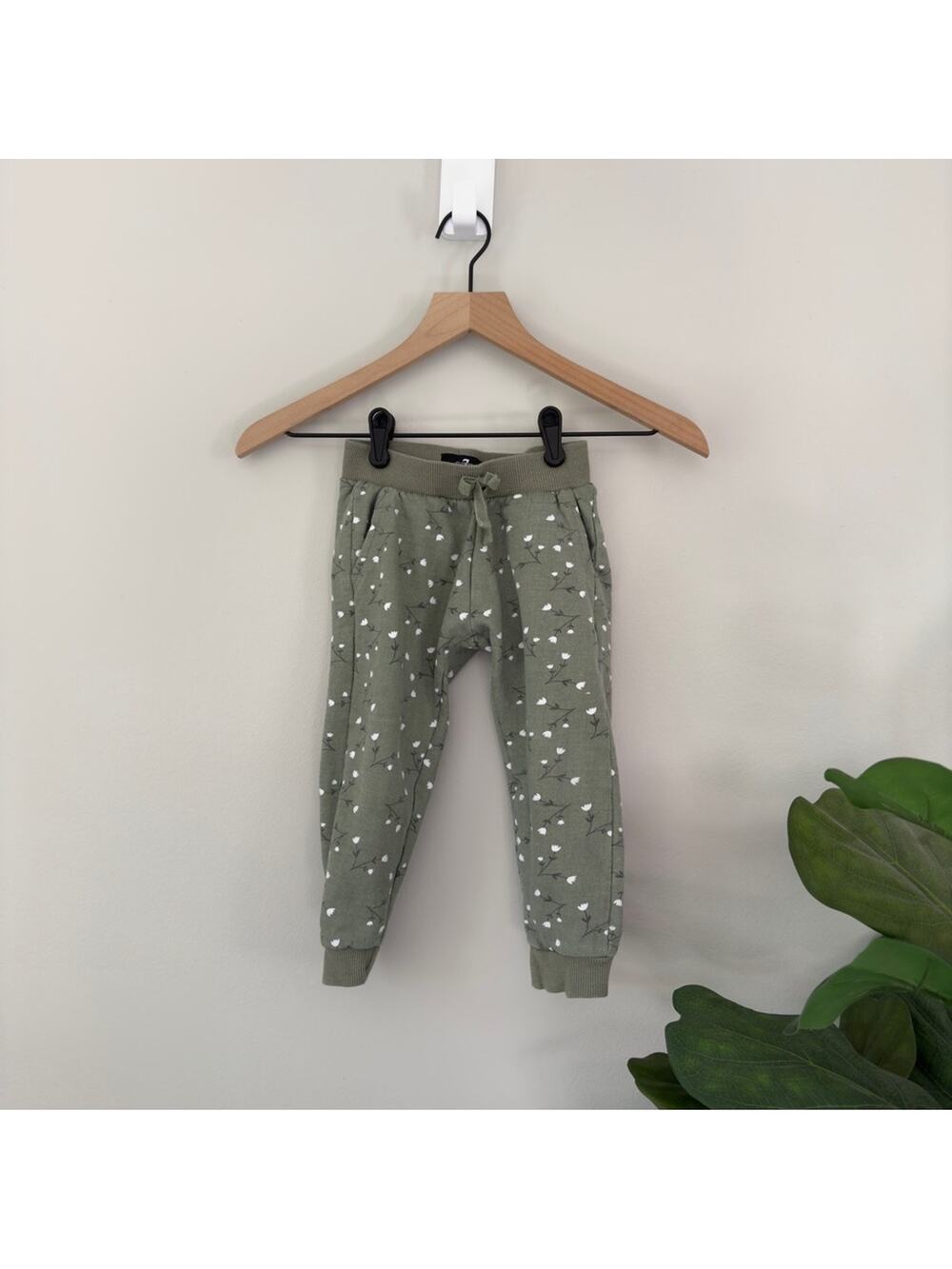 7 For All Mankind Floral Tie Waist Jogger Sweatpants Pockets Cotton Blend Girls’